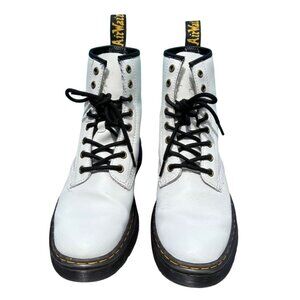 Dr Martens Zavala White Leather Women’s Sz 8 Hi Top Lace Up 8 Eye Combat Boots